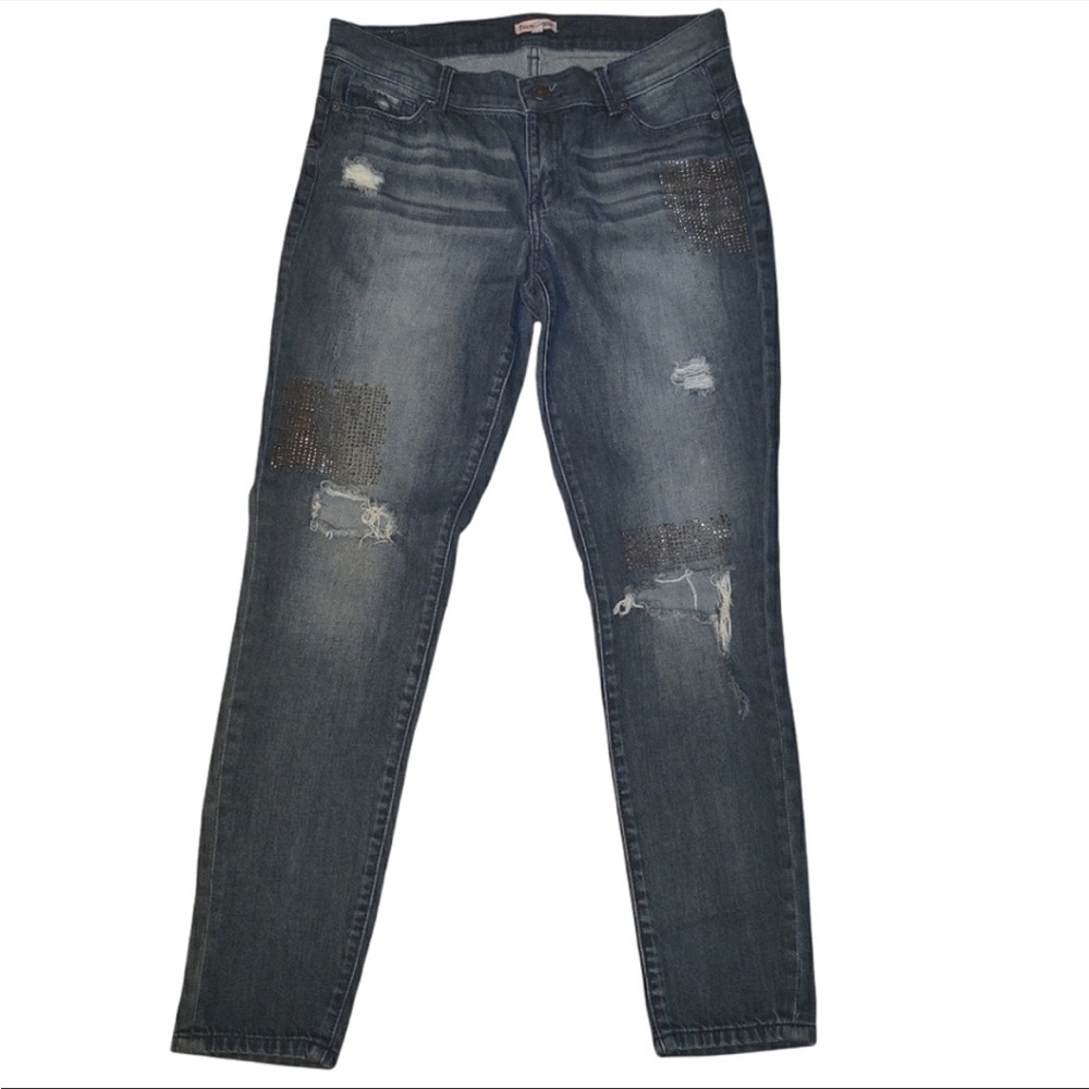 Juicy couture studded distressed dark wash skinny jeans like new 8